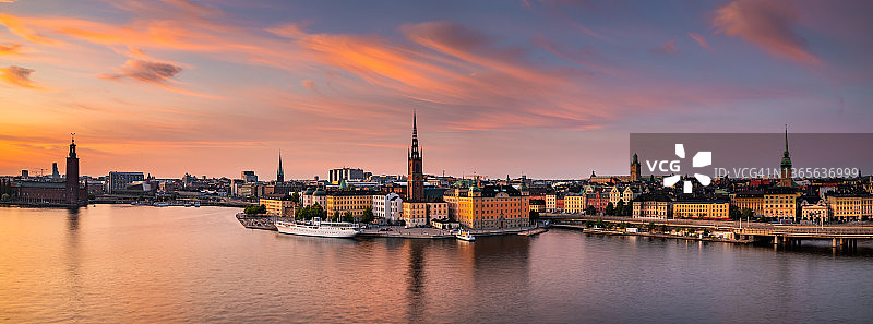 斯德哥尔摩老城区日落全景图片素材