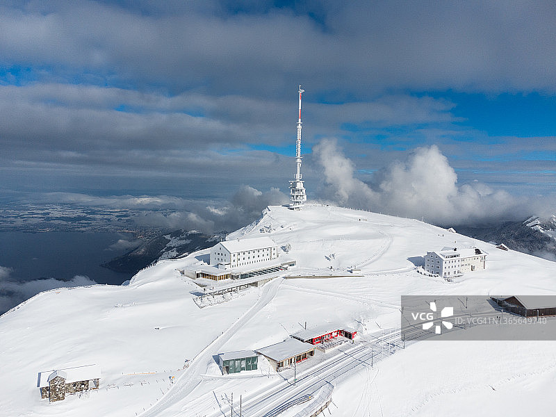 瑞士卢塞恩州，瑞吉雪山鸟瞰图图片素材
