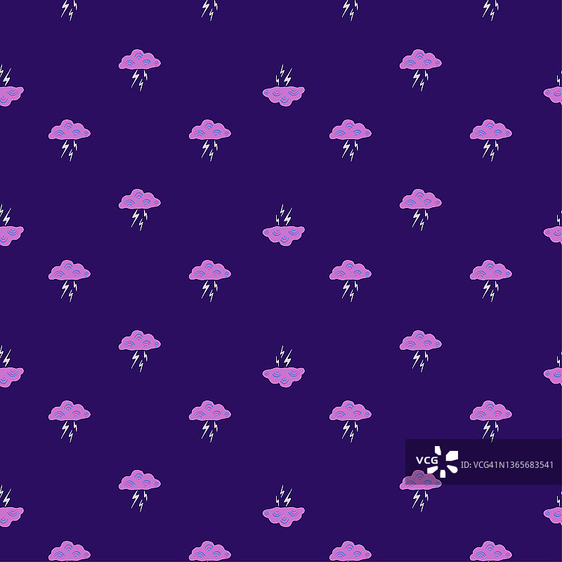 带有闪电的云朵无缝图案背景图片素材