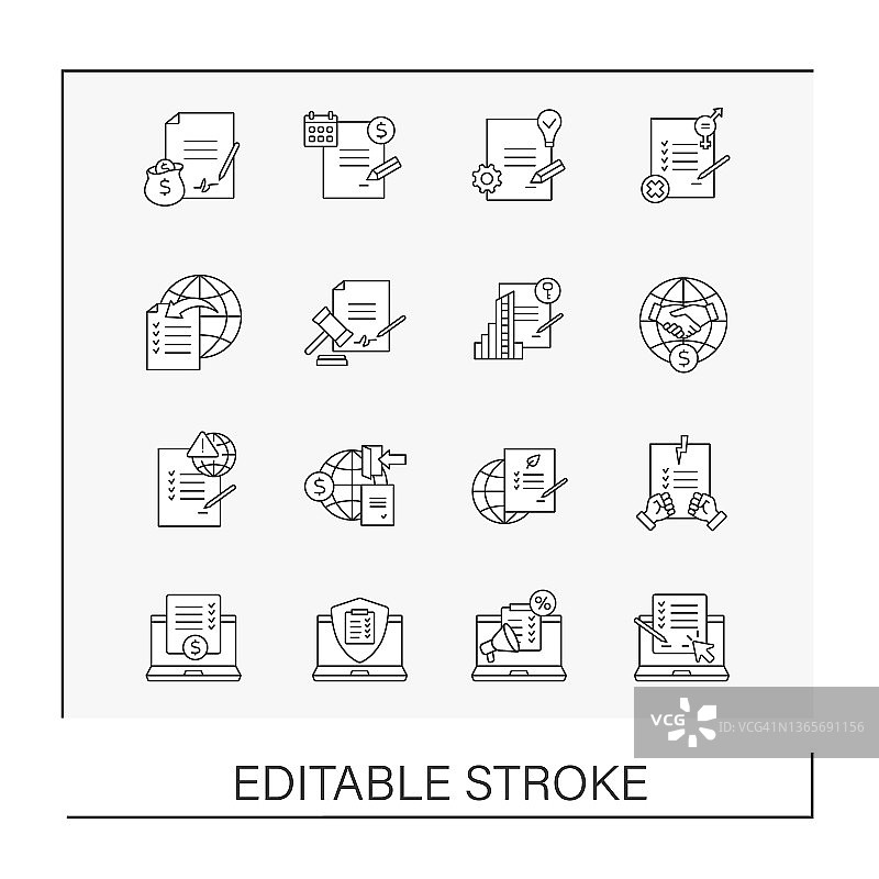 合同线条图标集图片素材