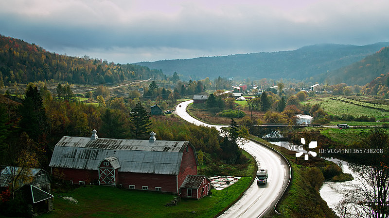 佛蒙特州乡村的航拍景色图片素材