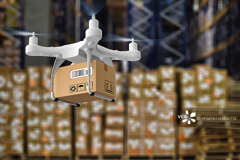 仓库中的运货无人机图片素材