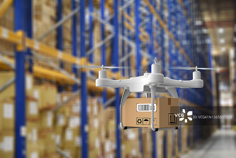 仓库中的运货无人机图片素材