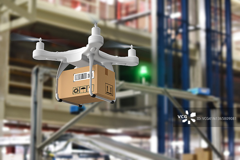仓库中的运货无人机图片素材