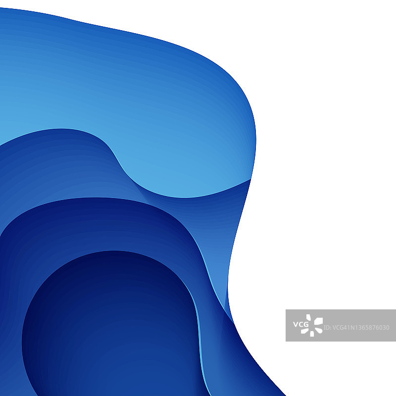 纸切风格的蓝色抽象背景。6月8日世界海洋日的纸质波浪水层。矢量地球海报模板，生态宣传册，演示文稿，带文字位置的邀请函图片素材