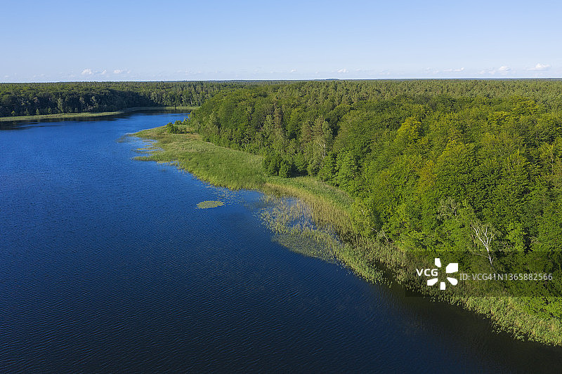 航拍德国勃兰登堡州格罗瑟普莱奇湖。图片素材