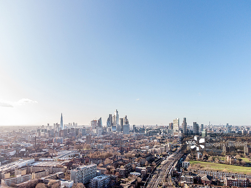 高角度俯瞰伦敦（含大量留白）图片素材