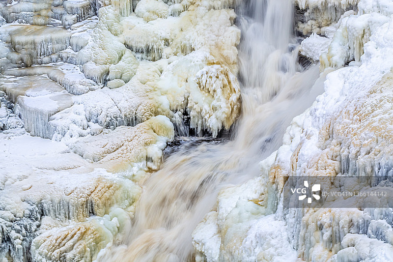 加拿大安大略省卡卡贝卡瀑布冰封景观图片素材