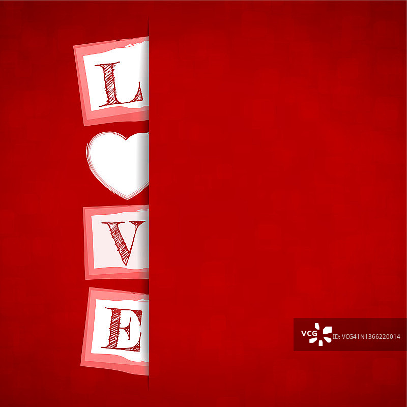 白色爱心创意方型矢量图，红色情人节主题背景图片素材
