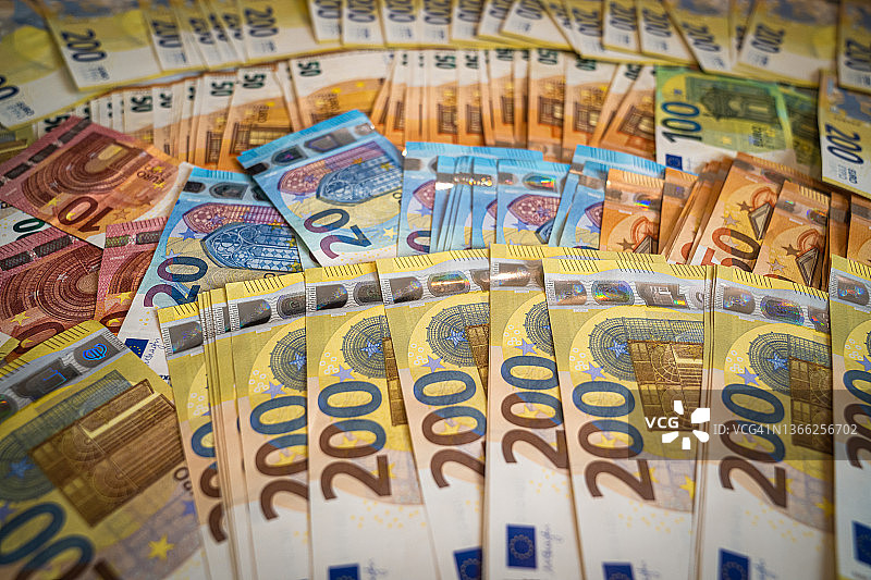 大量欧元纸币图片素材