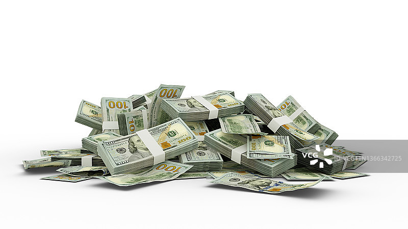 堆叠的100美元钞票图片素材
