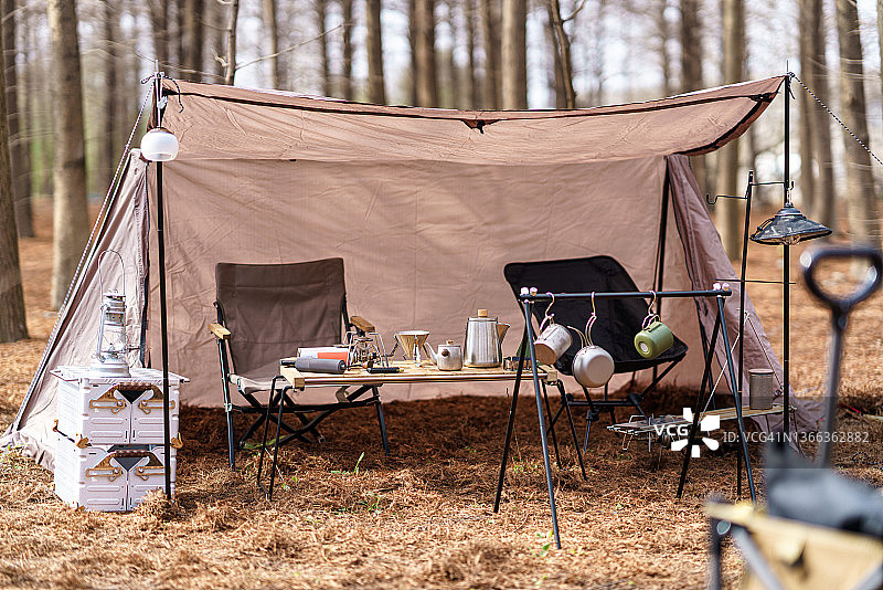 树林中的露营避难所图片素材