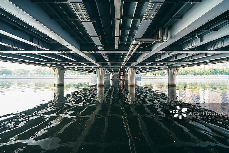 桥梁正下方俯视照图片素材