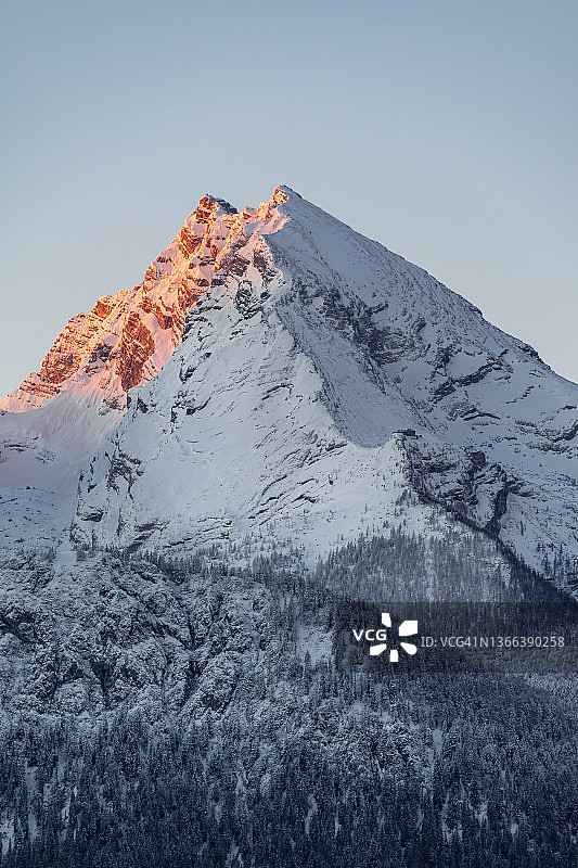 贝希特斯加登Watzmann-Mittelspitze峰的曙光图片素材