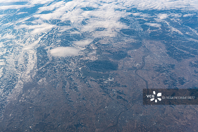 飞机航拍日本宫城县登米市和栗原市图片素材