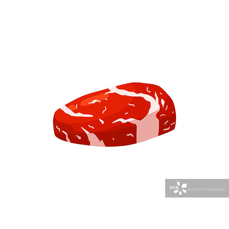 生红牛肉或羊肉片卡通矢量插图图片素材