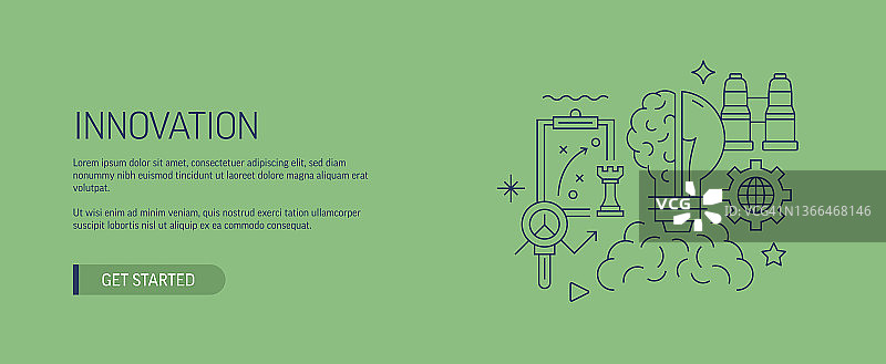 创新相关Web Banner线性风格，用于Web Banner、网站标题等的现代设计矢量插画素材图片素材