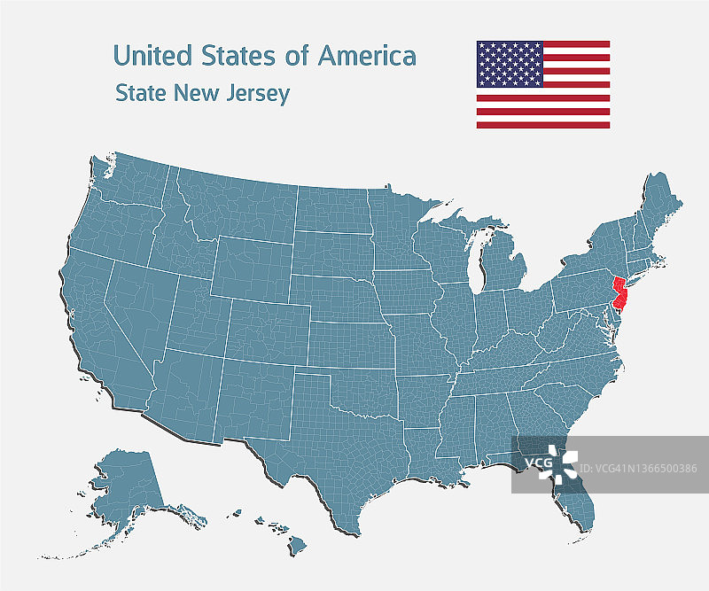 美国新泽西州矢量地图图片素材