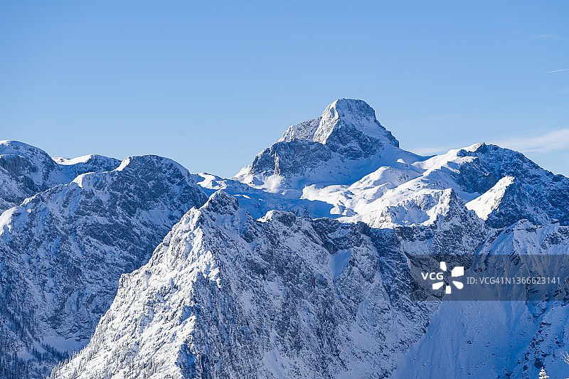 冬季从耶纳山看到的瓦茨曼山图片素材