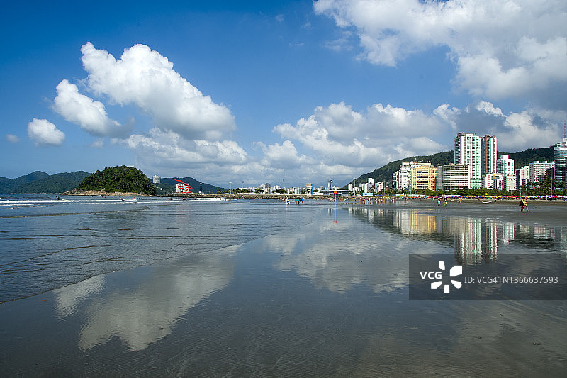 何塞梅尼诺海滩，巴西圣保罗桑托斯图片素材