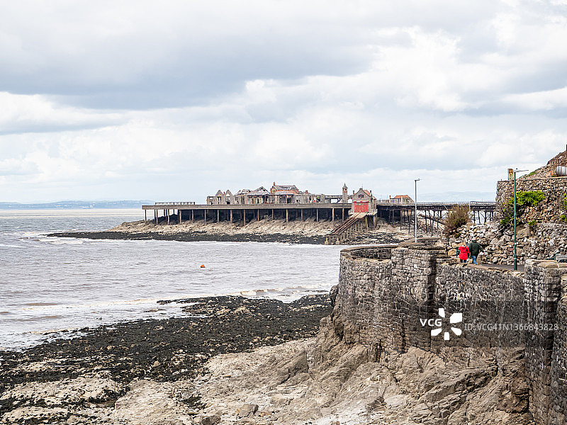 韦斯顿超级 mare的Birnbeck Peck图片素材