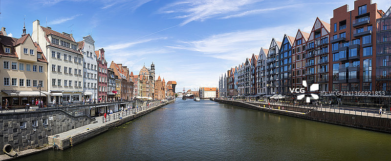 波兰度假：格但斯克老城河畔夏日图片素材