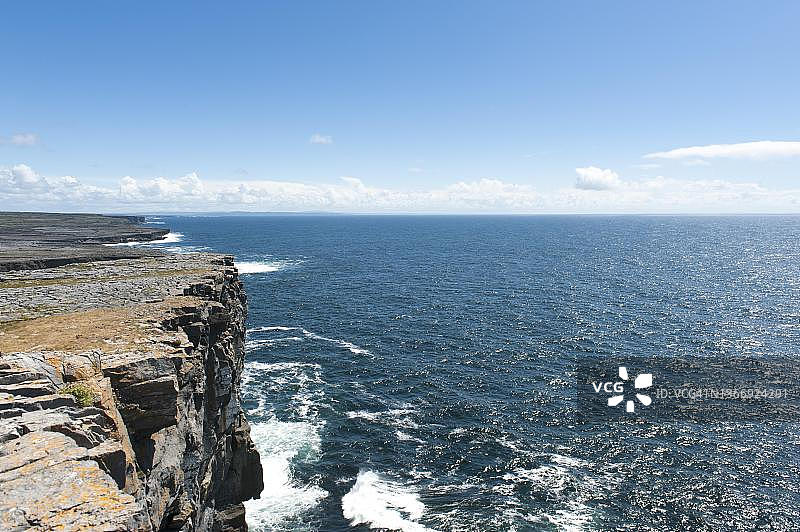 爱尔兰戈尔韦郡阿伦群岛面向大西洋的悬崖图片素材