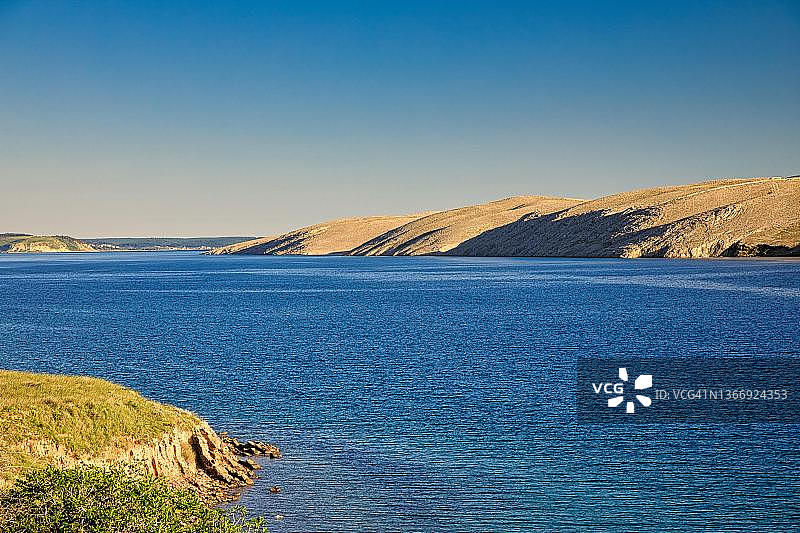 克罗地亚达尔马提亚的帕格岛，地中海图片素材