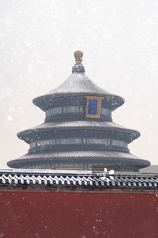 雪中的北京天坛图片素材