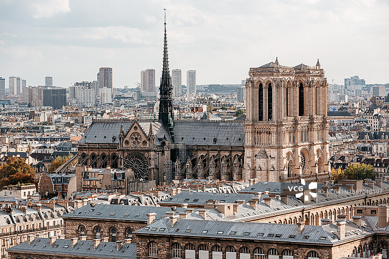 法国巴黎圣母院航拍图片素材