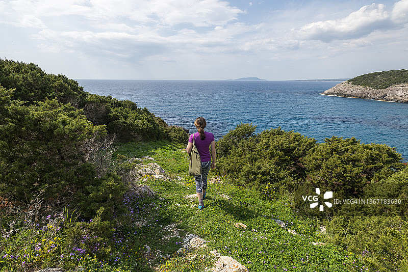 希腊海岸步行景观图片素材