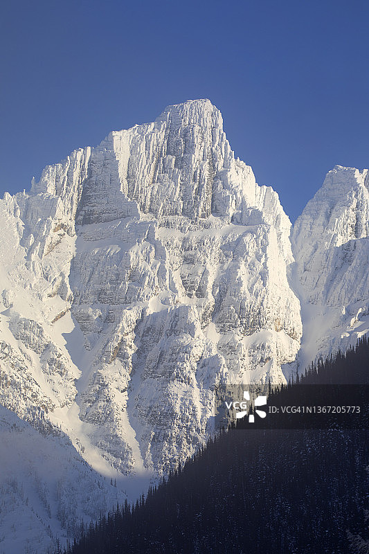 白雪皑皑的群山，正午时分图片素材