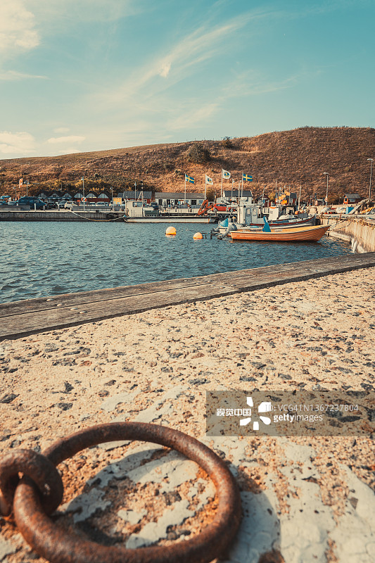 瑞典南部科塞贝加渔村港口景色图片素材