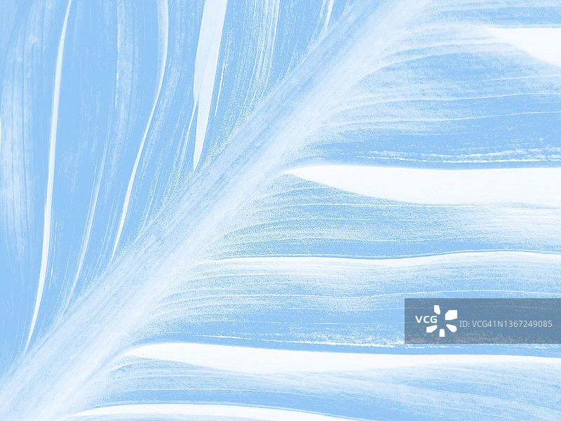 颜色转换为蓝白色的热带树叶底部图片素材