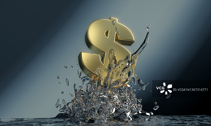 溅入水中的美元符号图片素材