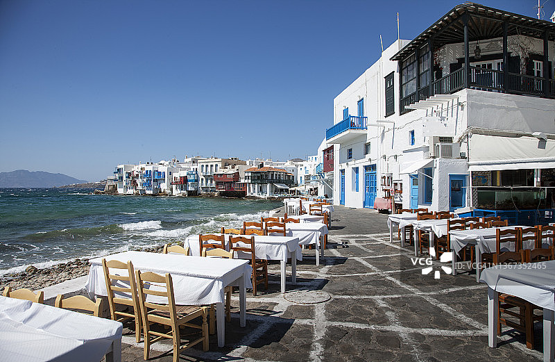 希腊岛屿户外餐厅图片素材