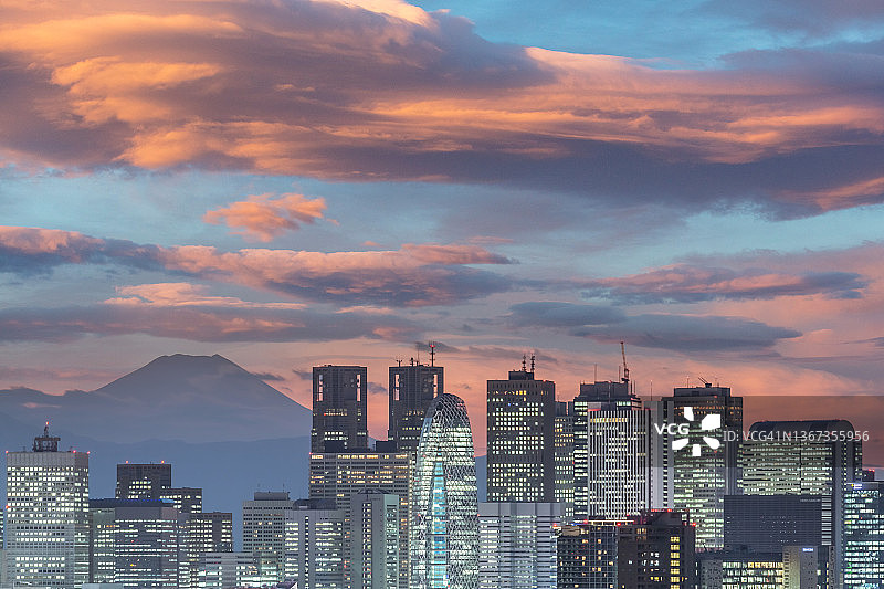 日本东京日落景色俯瞰图片素材