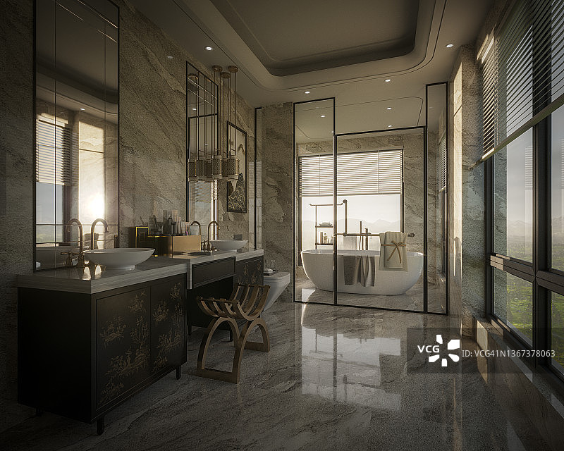 现代浴室（早晨）图片素材