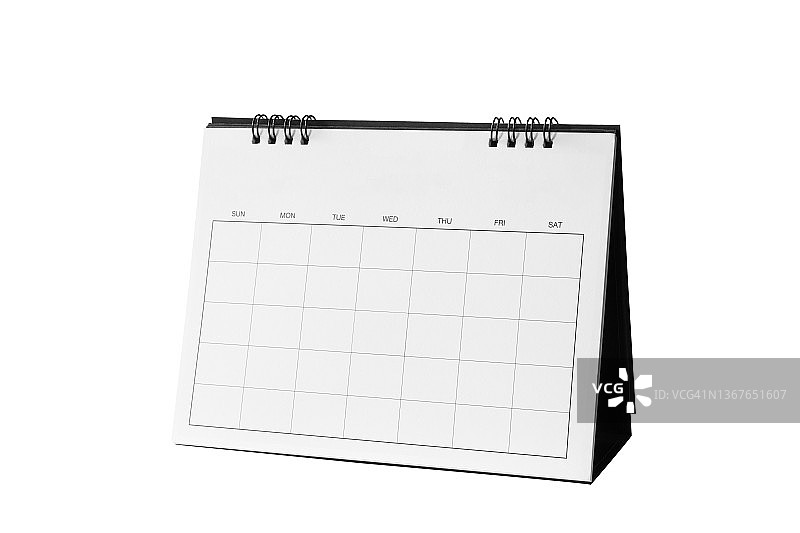 带剪切路径的白色背景上的空白日历图片素材