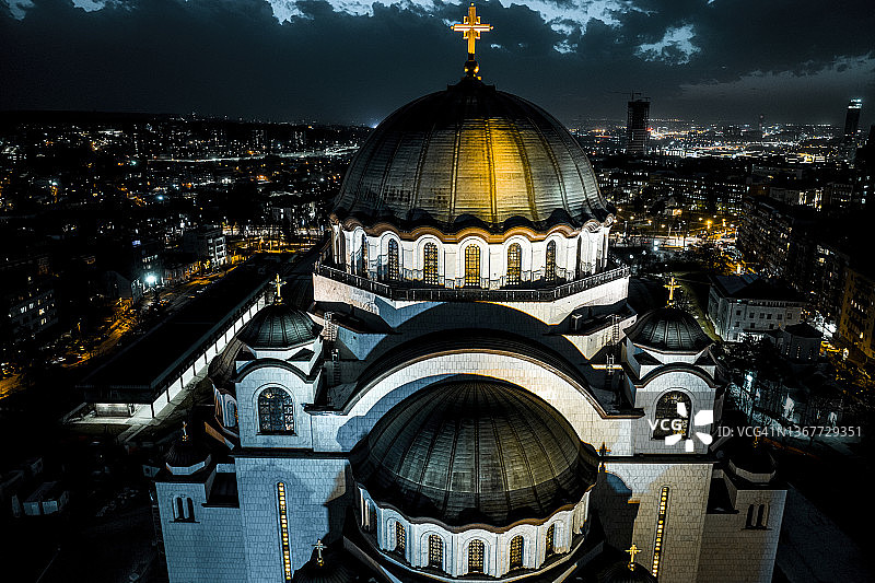 贝尔格莱德圣萨瓦教堂航拍照片图片素材