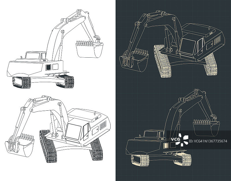 挖掘机图纸图片素材
