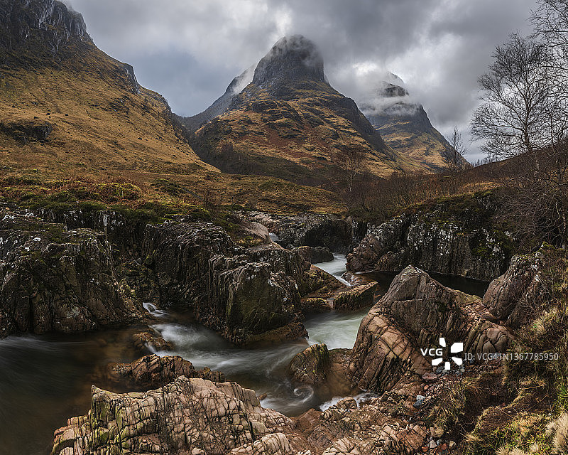 苏格兰高地格伦科的三姐妹峰图片素材