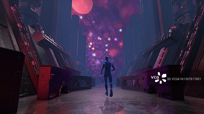 跑步AI，元宇宙概念背景图片素材