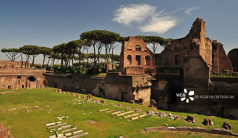 意大利罗马帕拉蒂尼山丘的罗马遗址图片素材
