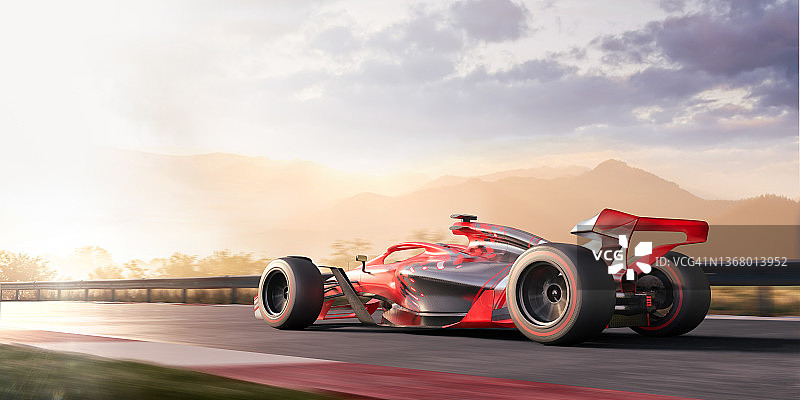 黎明赛道上的高速赛车图片素材