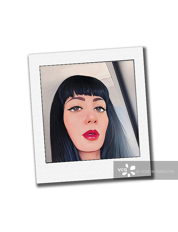 现代女孩的宝丽来照片图片素材