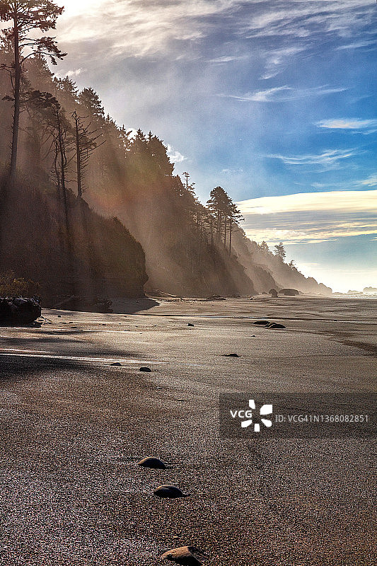 4号海滩的冬季早晨，阳光经过过滤图片素材