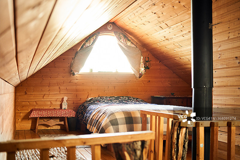 乡村木屋舒适阁楼卧室图片素材