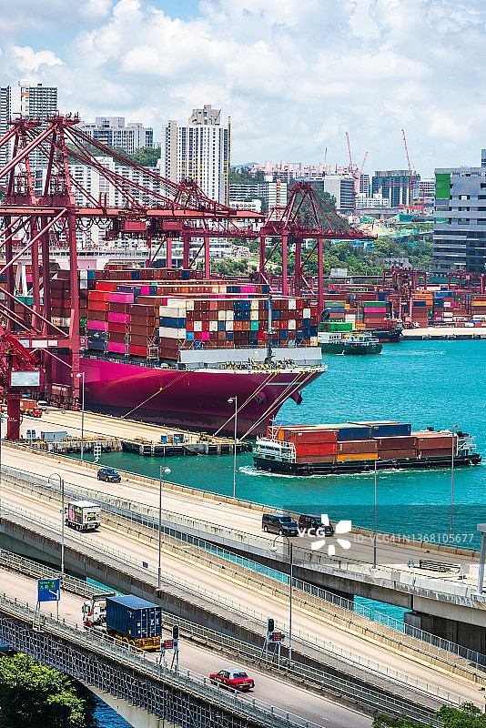 城市夜间货运站交通图片素材