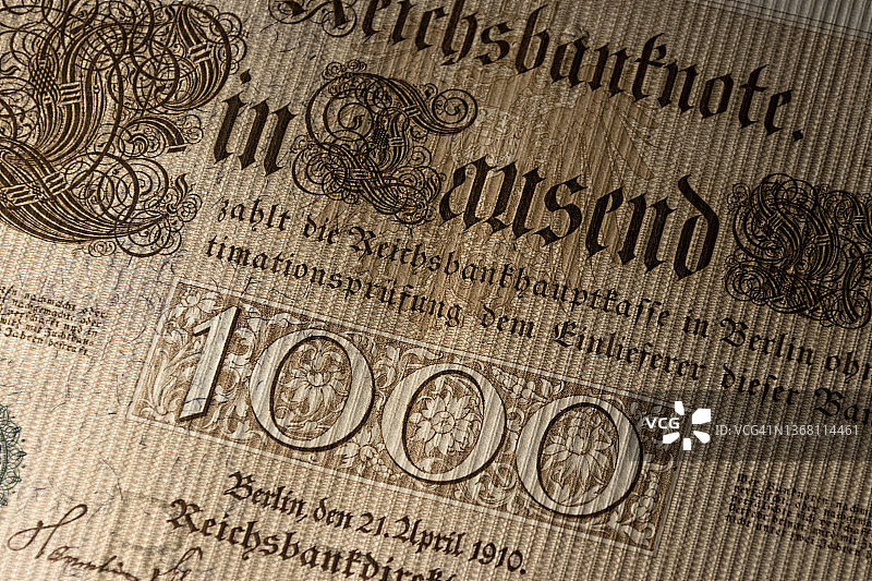 1910年发行的1000德国马克图片素材